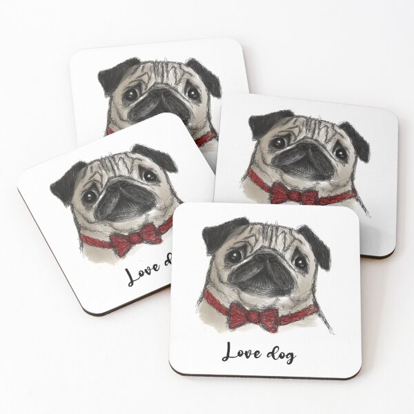 Item preview, free hand for half portrait, a cute pug dog breed designed and sold by KuntorMulti.