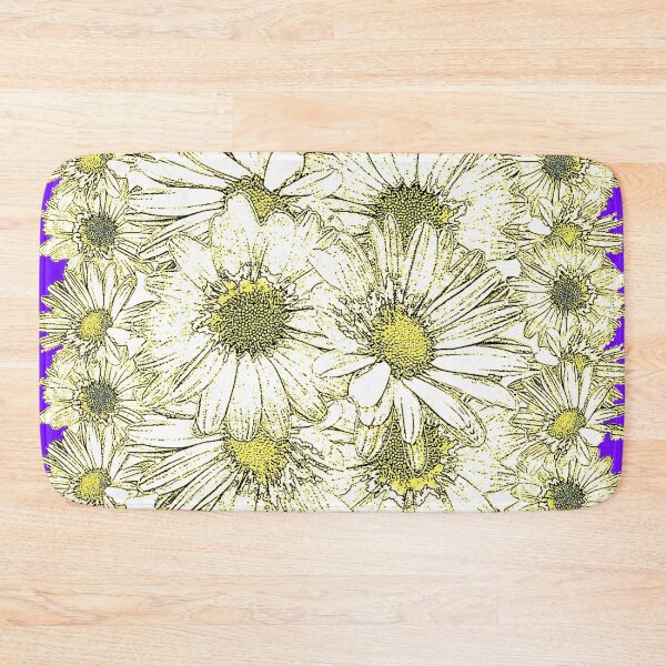 Item preview, DECORATIVE ABSTRACT WHITE DAISIES PURPLE COLOR BORDER  designed and sold by sharlesart.