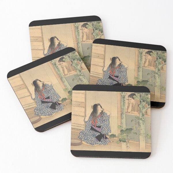 Item preview, Mizuno Toshikata - Bijin Combing her Hair Vintage Japan  designed and sold by RBEnt.