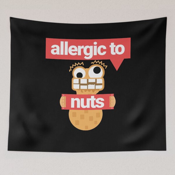 Item preview, Allergic to nuts design. Nuts being crazy people represented by crazy peanut cartoon character animation designed and sold by tiredofwinning.