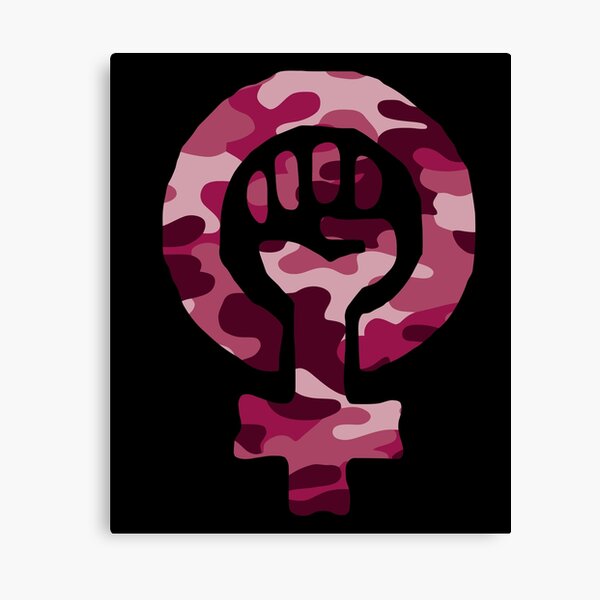 Pink Camouflage Feminist Symbol Canvas Print