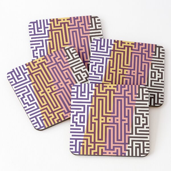 Item preview, Abstract Aztec Geometric Maze Tile Split Color Design  designed and sold by patternsoup.