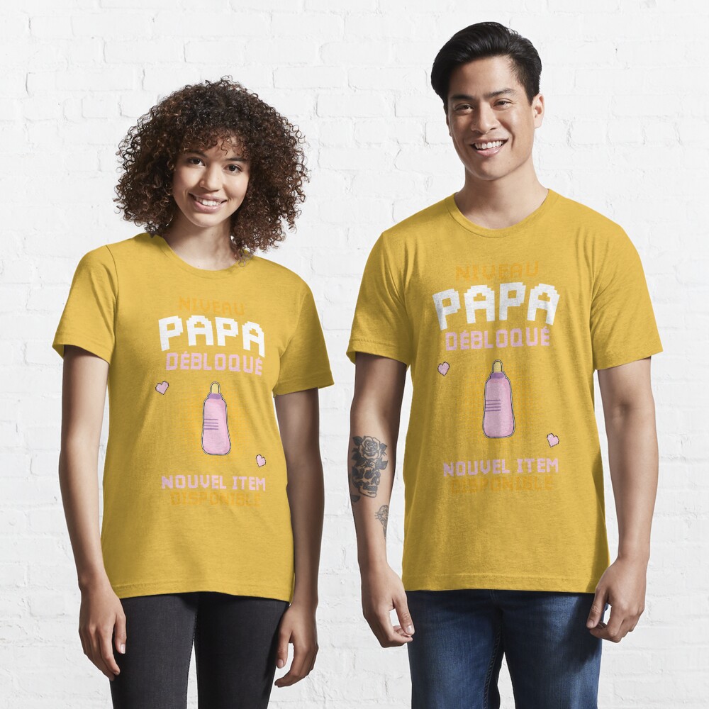 T-shirt - Futur Papa Geek Niveau débloqué joueur 1 & 2
