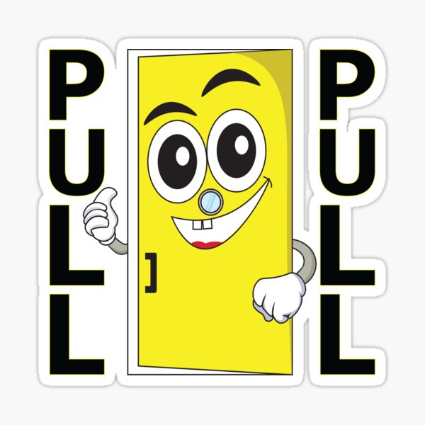 Item preview, Pull Push Funny Door Back Self-Adhesive Black And Yellow Vertical Vinyl Sticker for Business, Stores, Cafes, Shops Indoor and Outdoor use Sign designed and sold by iziHumor.