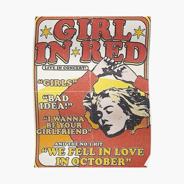 Aesthetic Girl in Red Retro Inspired Poster