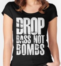 Drop Bass Not Bombs (Black) Women's Fitted Scoop T-Shirt