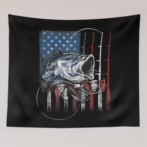 Item preview, Fishing American Flag Vintage-USA Bass Fisherman designed and sold by WilliamQuinnell.