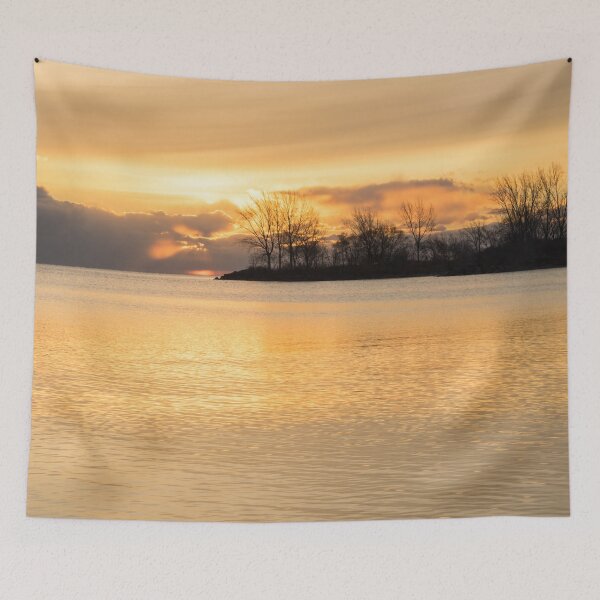 Item preview, Obscured Sunrise - Golden Rays Shining Through Openings in the Clouds designed and sold by Georgia Mizuleva.