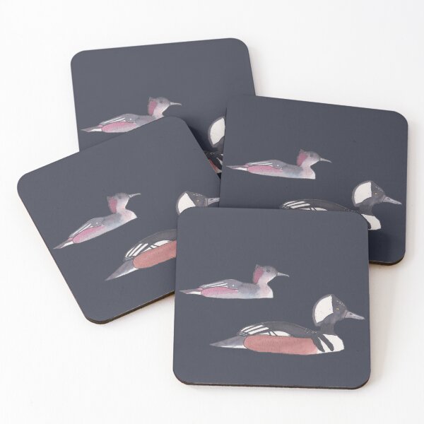 Item preview, Hooded Merganser male and female bird species wildlife art designed and sold by TheWaterBirds.