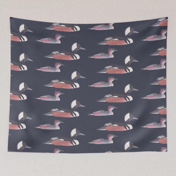 Item preview, Hooded Merganser male and female bird species wildlife art designed and sold by TheWaterBirds.