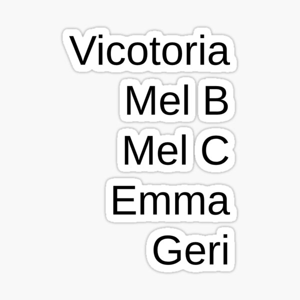 "Spice girls names" Sticker for Sale by Rebeccalou98 Redbubble