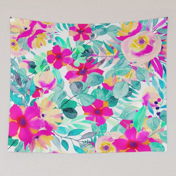 Item preview, Floral Medley 2 - Bold Pink and Blue designed and sold by AlteredAtelier.