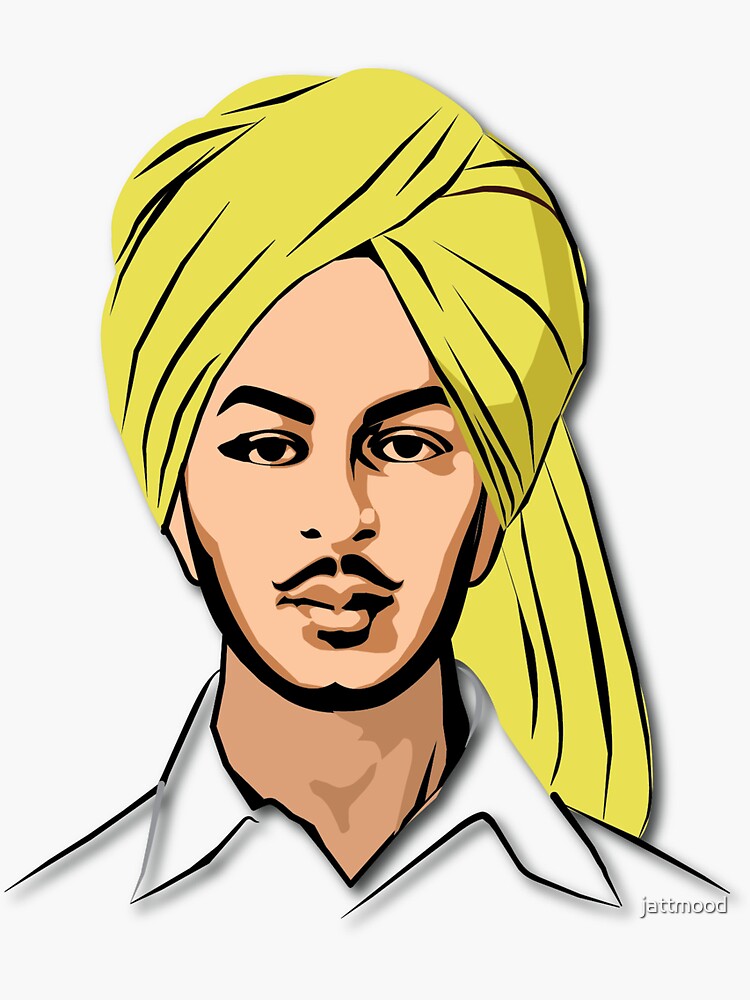 Download Freedom Fighter Shaheed Bhagat Singh Sticker Art Wallpaper |  Wallpapers.com