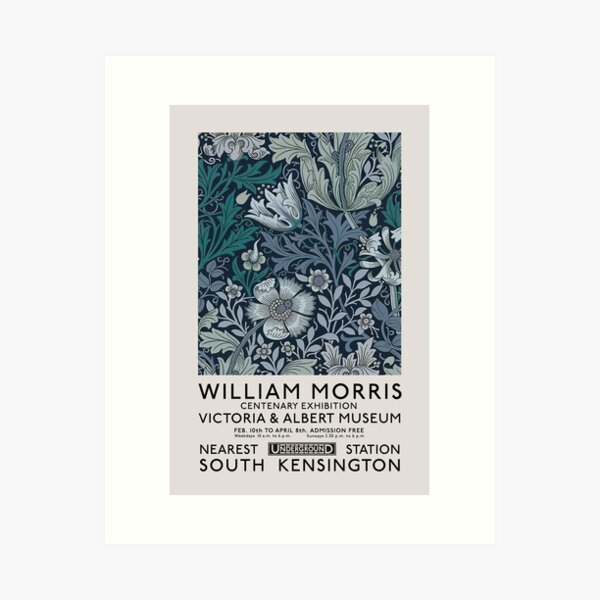 William Morris Exhibition Poster, Art Nouveau, Victoria and Albert Museum, Morris Flower Pattern, Home Decor, Wall Art Art Print