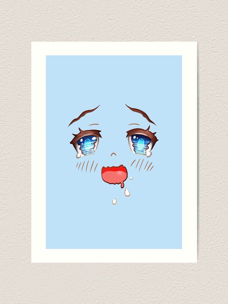 "Cartoon eyes in love. Drooling kawaii anime style blue" Art Print by