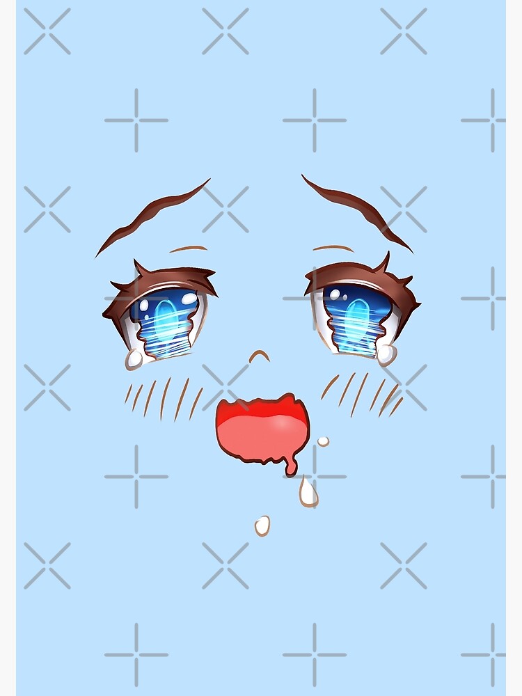 "Cartoon eyes in love. Drooling kawaii anime style blue" Art Print by