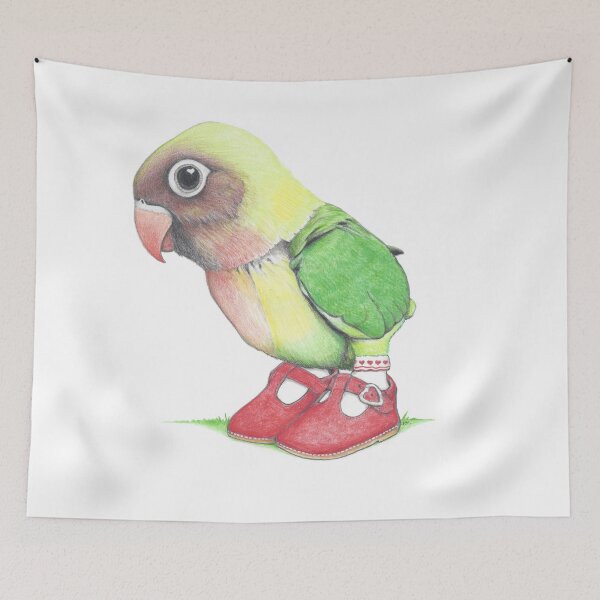 Item preview, Lovebird Chick in Heart Buckle Shoes designed and sold by JimsBirds.