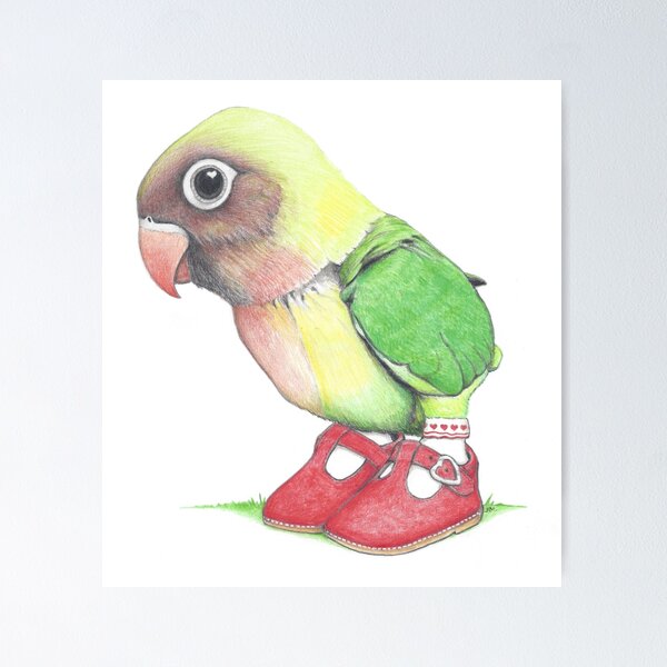 Item preview, Lovebird Chick in Heart Buckle Shoes designed and sold by JimsBirds.
