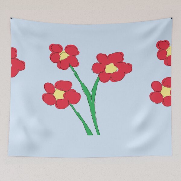 Item preview, Abstract Red Flower Bouquet Sketch Minimalist Line Drawing Art Pattern designed and sold by hopecope.