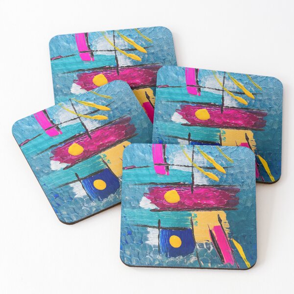 Item preview, Bright Multicolored Abstract Against a Blue Water Background designed and sold by Adelle Smith.