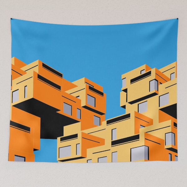 Item preview, Habitat 67 Block Colours, Montreal, Canada Print, Brutalist, Brutalism, Architecture designed and sold by sketchingarchi.