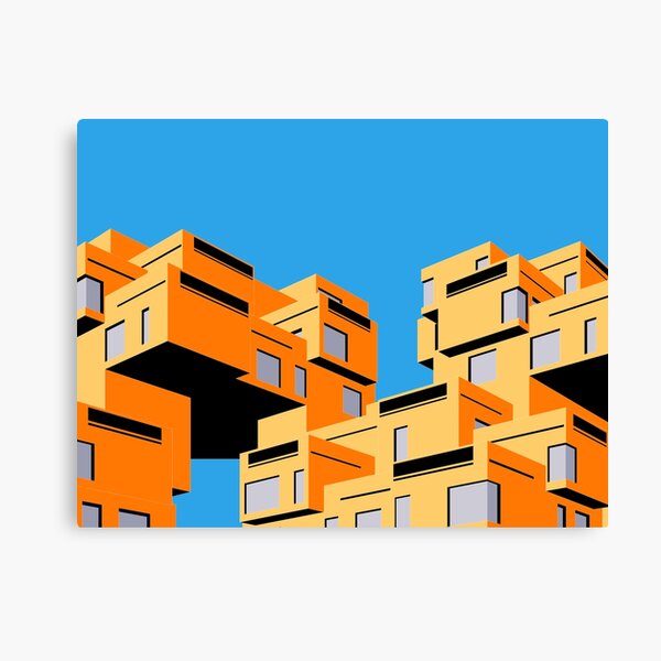 Vista previa del artículo con la obra «Colores en bloque de Habitat 67, Montreal, Canadá Impresión, Brutalista, Brutalismo, Arquitectura», diseñado y vendido por sketchingarchi.