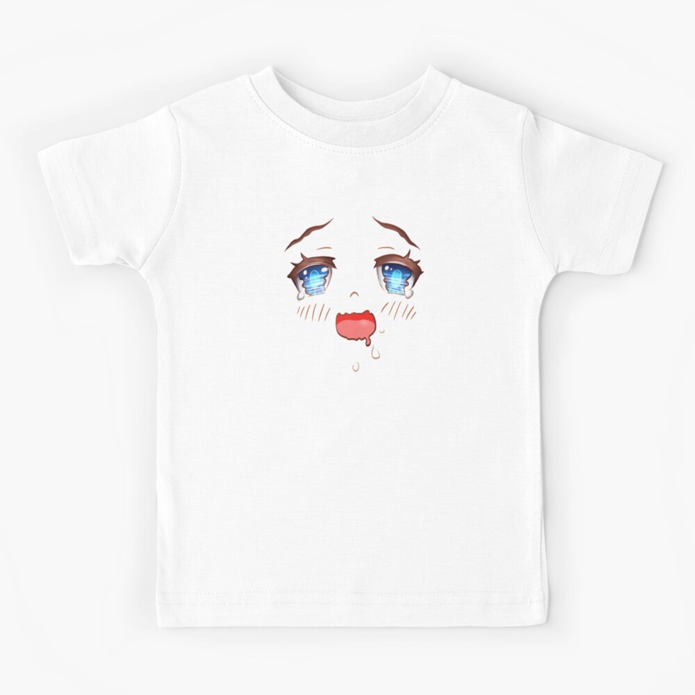 "Cartoon eyes in love. Drooling kawaii anime style blue" Kids TShirt