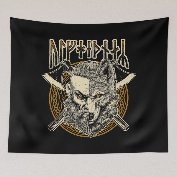 Item preview, Viking Wolf Ulfhednar Pagan Warrior Ulfhedinn Norse Futhark Runes designed and sold by BluePagan.