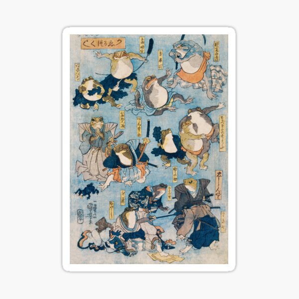 Famous Heroes of the Kabuki Stage Played by Frogs Sticker