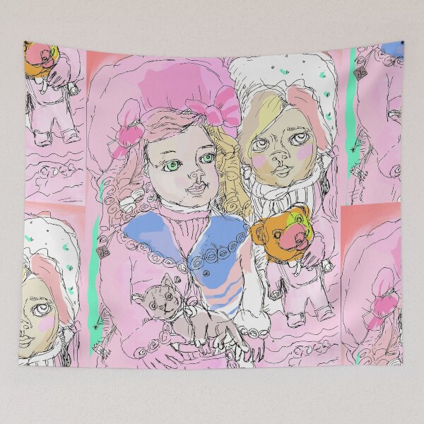 Item preview, Vintage Dolls With Animal Toys (Original Drawing by ACCI)  designed and sold by VanyssaGraphics.