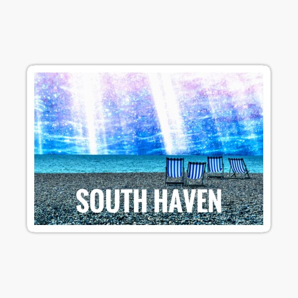 Deck Chairs on the Beach in South Haven Sticker