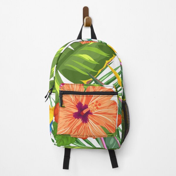 Item preview, Hawaii Tropical Exotic Green Leaves with Hibiscus Flowers Pattern, Tropical Leaves and Flowers Pattern designed and sold by silviaol.