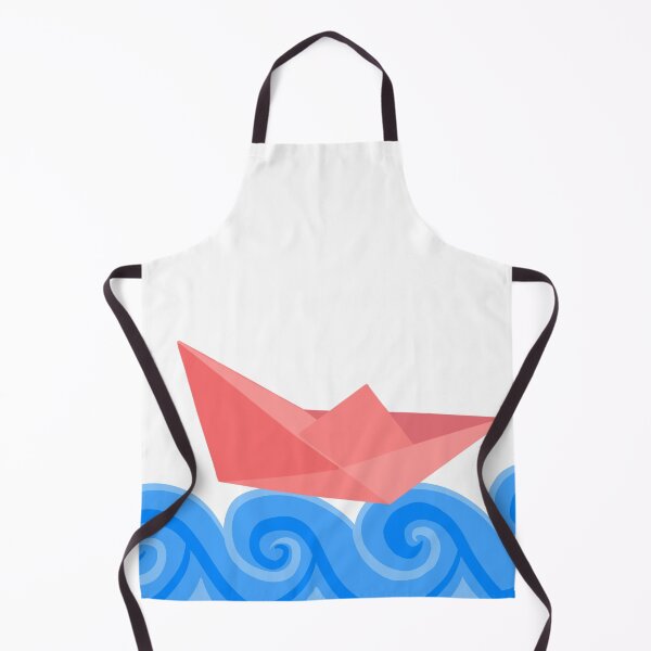 Item preview, Red paper boat on blue waves designed and sold by ArtbyBroghan.