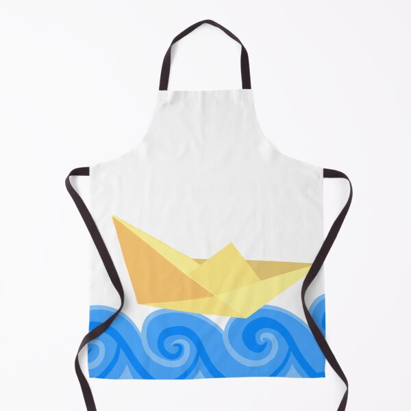 Item preview, Yellow paper boat on blue waves designed and sold by ArtbyBroghan.