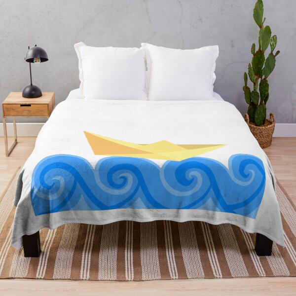 Item preview, Yellow paper boat on blue waves designed and sold by ArtbyBroghan.