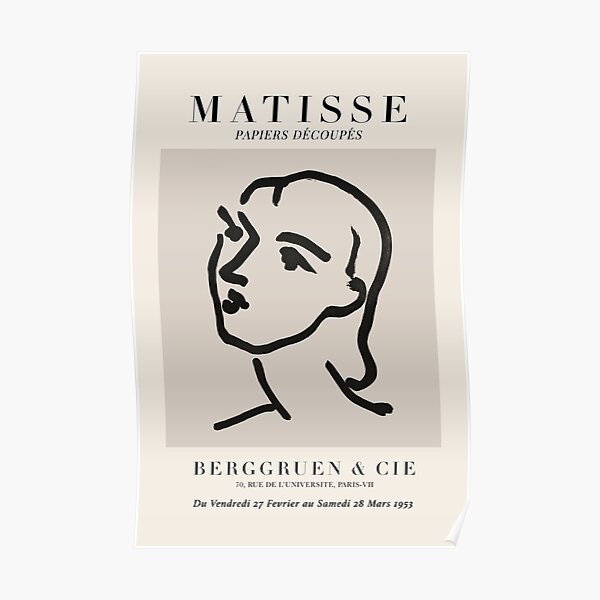 Matisse femme croquis - neutre / noir - Matisse Wall Art, Matisse affiche, impression d’Art abstrait, Français Wall Art Poster