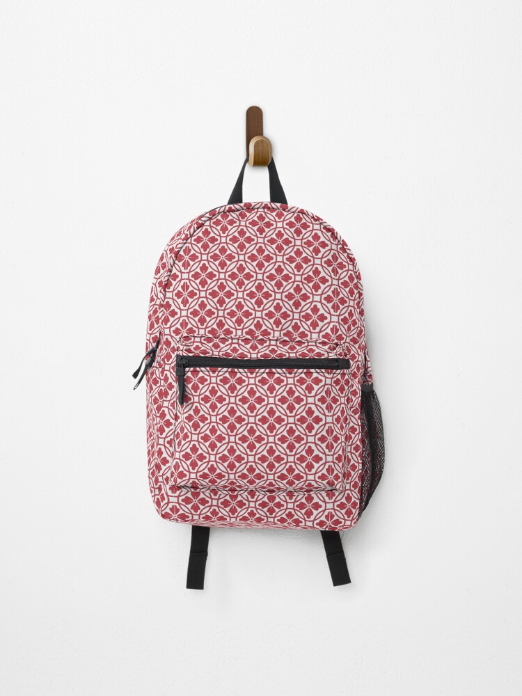Thumbnail 1 of 3, Backpack, Red & White-ish Mosaic-style Tiled Pattern designed and sold by DesignsbyEH.