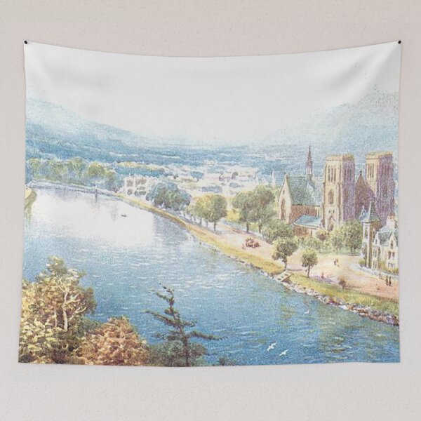 Item preview, Vintage Illustration of Inverness Cathedral & River Ness designed and sold by yourscotland.