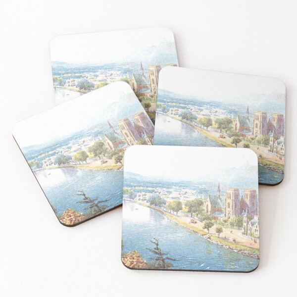 Item preview, Vintage Illustration of Inverness Cathedral & River Ness designed and sold by yourscotland.