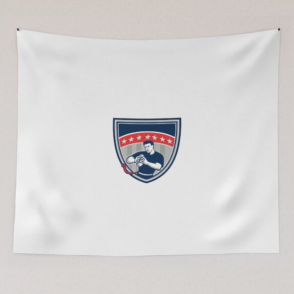 Item preview, Flag Football QB Player Running Stars Crest Retro designed and sold by patrimonio.