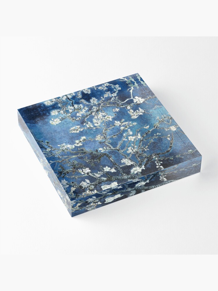 Alternate view of Vincent Van Gogh Almond Blossoms Dark Blue Teal Acrylic Block