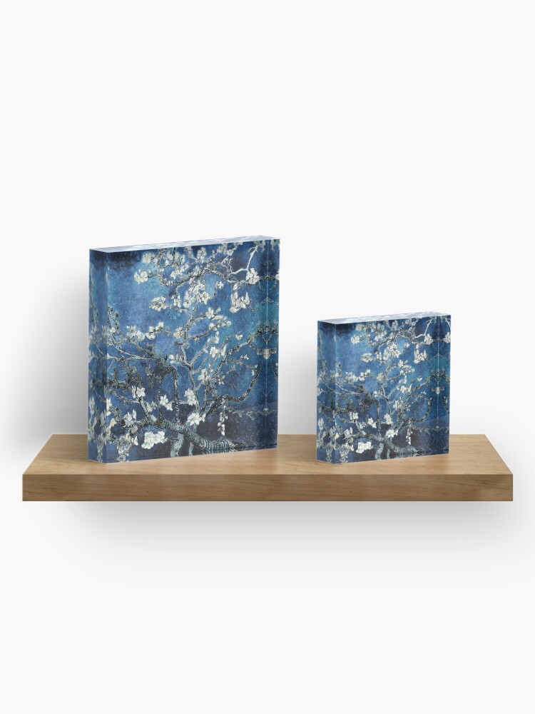Alternate view of Vincent Van Gogh Almond Blossoms Dark Blue Teal Acrylic Block