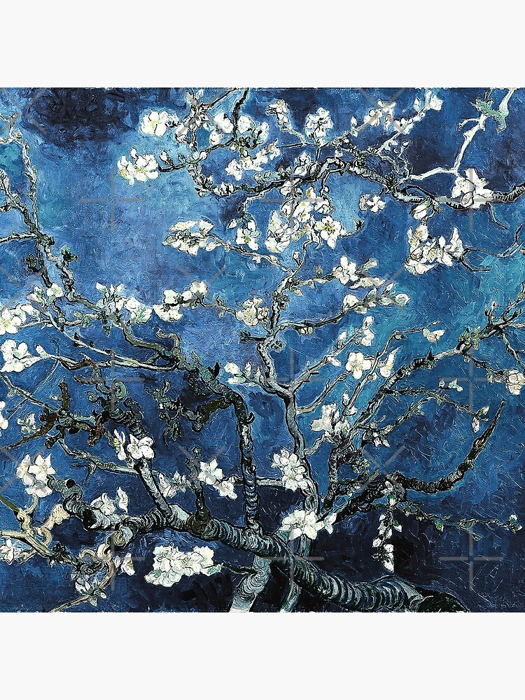 Vincent Van Gogh Almond Blossoms Dark Blue Teal by ind3finite