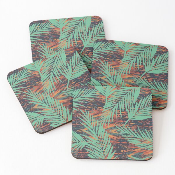 Item preview, This tropical-inspired tribal leaf pattern has a warm vibrant colored background. designed and sold by MugsAndDuds.
