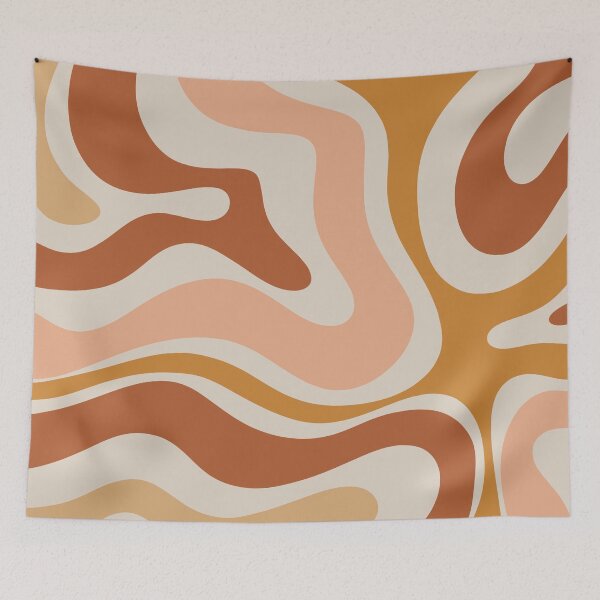 Item preview, Modern Retro Liquid Swirl Abstract Square in Terracotta Earth Tones designed and sold by kierkegaard.