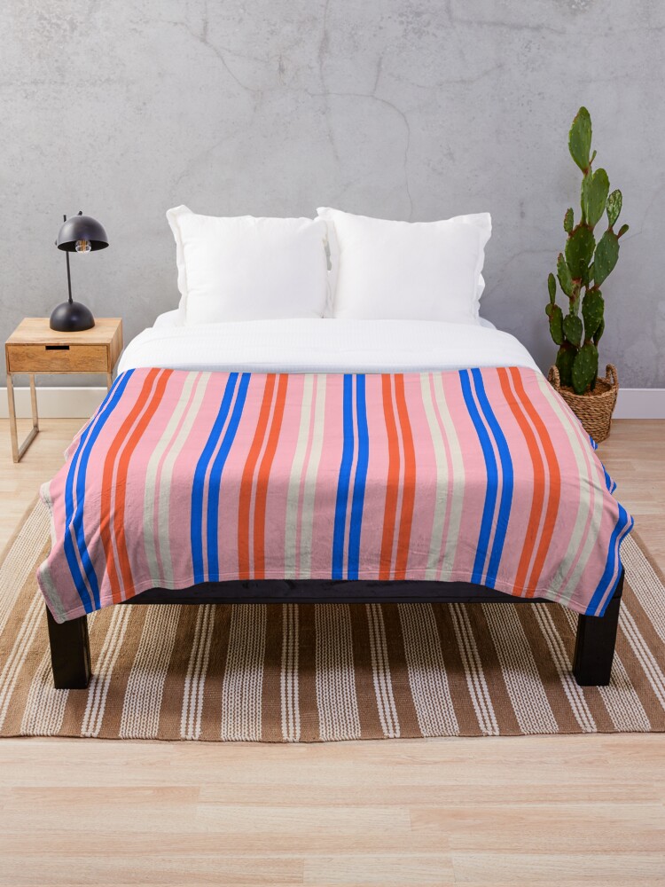 Classic Double Stripe Pattern Pink Orange and Royal Blue