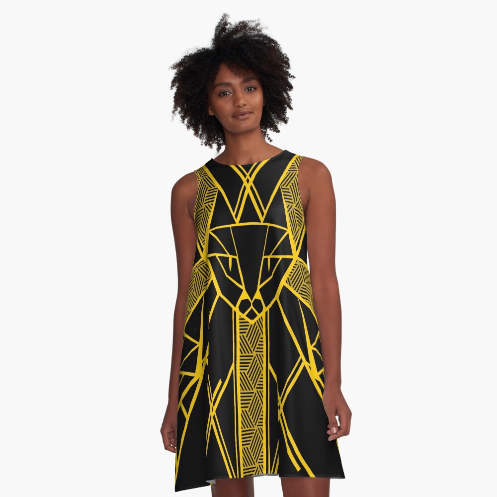 Black and Gold - Version 2 A-Line Dress