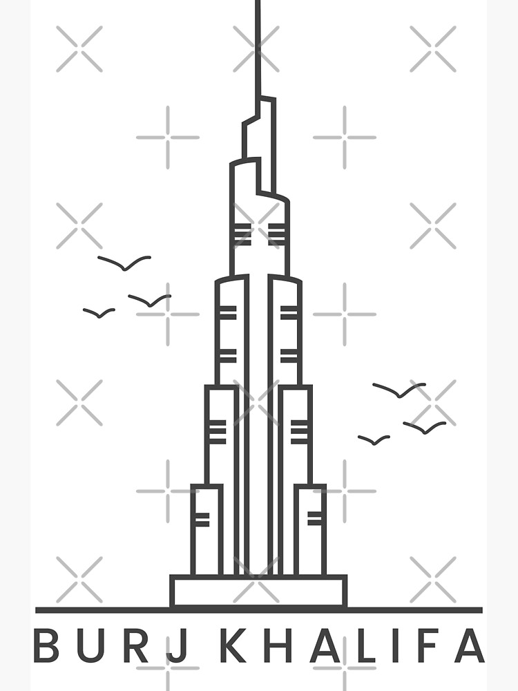 Blueprint drawing of Burj Khalifa Emirates Dubai 2s Framed Art Print by  Asar Studios | Society6