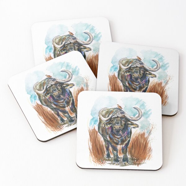 Item preview, Water Buffalo Grazing Against Blue Sky Watercolor Original Art designed and sold by ObservantPoet.