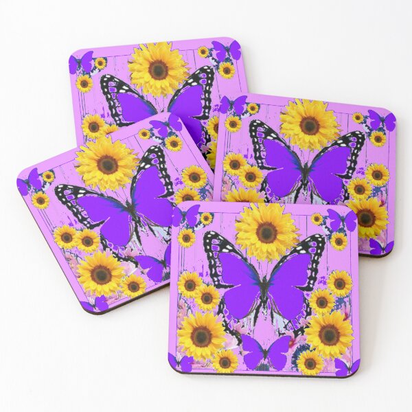 Item preview, PURPLE MONARCH BUTTERFLIES YELLOW SUNFLOWERS ABSTRACT ART designed and sold by sharlesart.